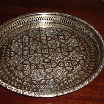 Round footed silver tray