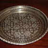 Round footed silver tray