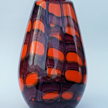 HUGE Kralik webbed vase 14 1/2" tall - Art Glass