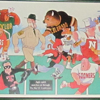 RON RICE BIG 12 FOOTBALL DRAWING. UNKOWN YEAR. - Football