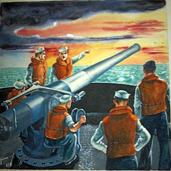  WW2 Navy war paintings done by my grandfather - Military and Wartime