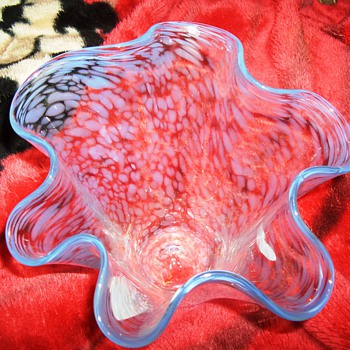 Gorgeous Art Glass Clear With Blue Beautiful! - Art Glass