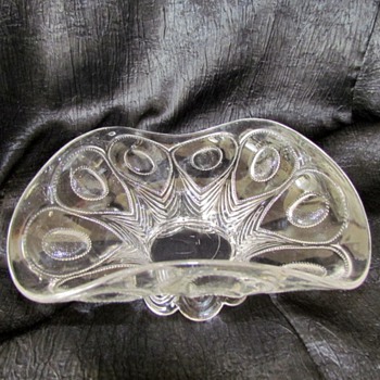 US Glass Co Art "Peacock Feather" Compote Dish
