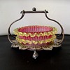 Cranberry and Vaseline Salt in silver holder. 