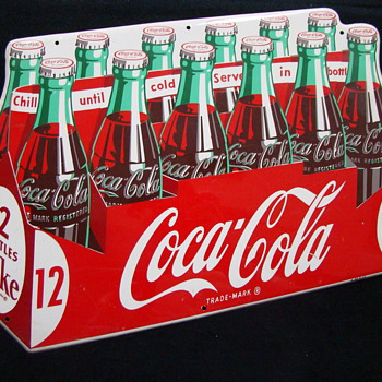 12 Pack Cocal Cola Die Cut Tin Sign 1954