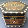 Hexagon Shaped Box with Wooden and Ivory Inlay