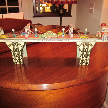 Louis Marx Busy Street Bridge Wind-Up Toy 1930's