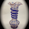 Kralik frit vase with cobalt threads and windings - another take on pink and blue