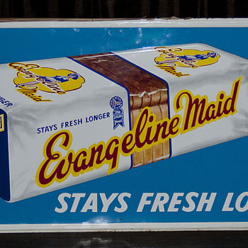  NOS Louisiana Evangeline Maid Bread Sign, circa 1950's - Signs