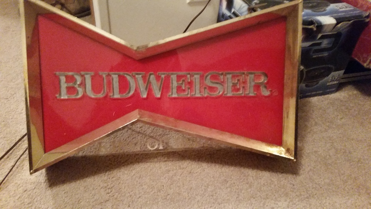 Vintage Budweiser bowtie window sign Collectors Weekly