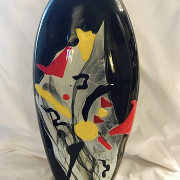 XL Abstract Style Mystery Art Glass Vase - Art Glass