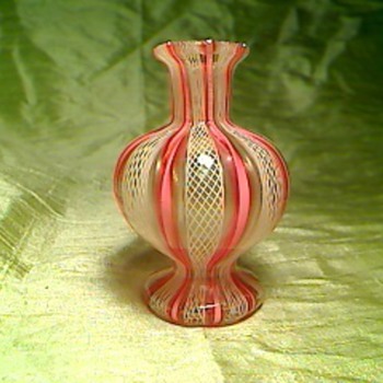 Pink ribbon glass - Art Glass