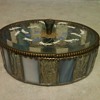 ANTIQUE STAINED AND ENAMELED GLASS BOX