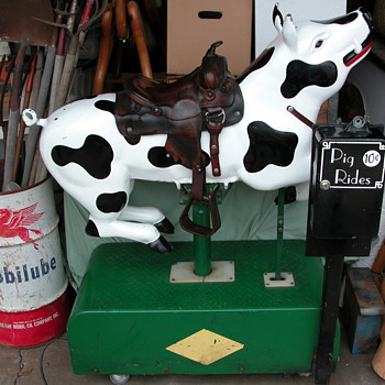 ORIGINAL COIN OPERATED PIGGY KIDDIE RIDE WHHHEEE