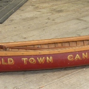 Hybrid display sample canoe model (aka "salesman sample") with elements of both Carleton Canoe and Old Town companies.