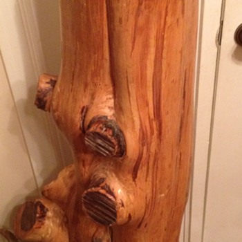 Tree trunk floor lamp - Folk Art