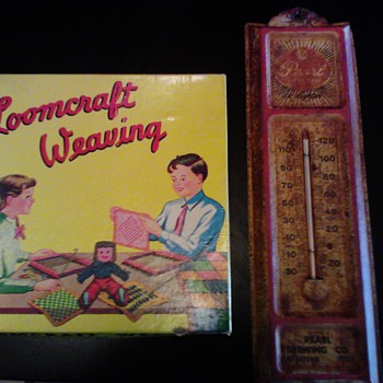 A 1948 loomcraft weaver complete set and an old pearl brewing thermometer how much are they?