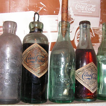 Full, antique Coca-Cola bottles (eg: Hutchinson) - Coca-Cola