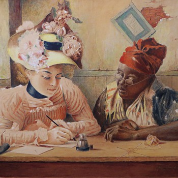 Original Hausding Watercolor~2 Women~Dated '38~on Board~Wonderful