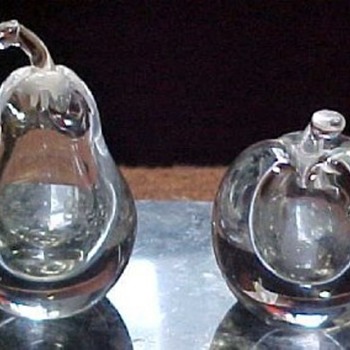 KOSTA BODA, V. LINDSTRAM SIGNED PEAR AND APPLE PERFUMES