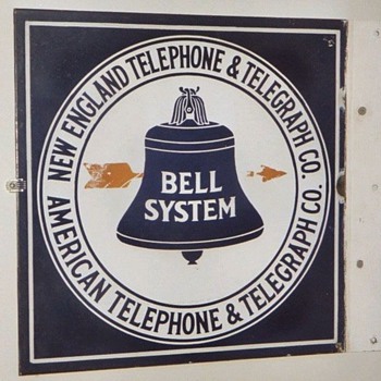New England Telephone & Telegraph Co. Square POrcelain Sign Yellow Arrow