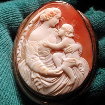 Huge cameo of Mother Mary and Jesus - Victorian Era