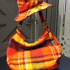 ORANGE PLAID HAT AND BAG