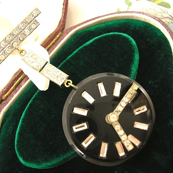 Art Deco Diamonte Paste Large Articulated Costume Brooch c1920 - 40 - Costume Jewelry