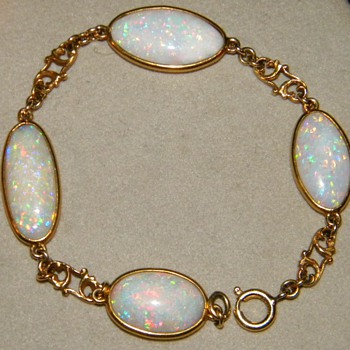 Antique Opal 15k Bracelet 7.75 - Fine Jewelry