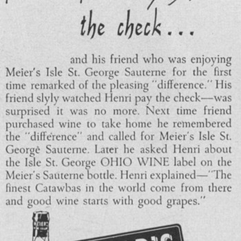 1953 Meier's Sauternes Advertisement - Advertising