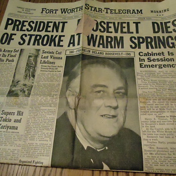 President Roosevelt Dies - Paper
