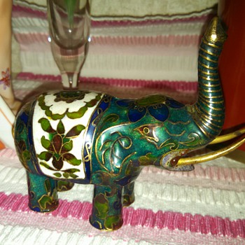 Chinese Cloisonne Elephant Figurine - Asian