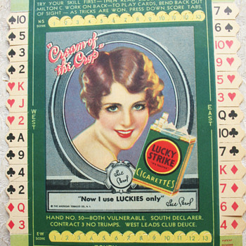 LUCKY STRIKE CARDBOARD SIGN, CARD GAME - Tobacciana