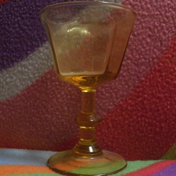 Amber glass wine/water goblets - Art Glass