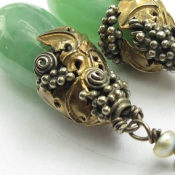 Arts and crafts Dorrie Nossiter jadeite drops/earrings. - Fine Jewelry