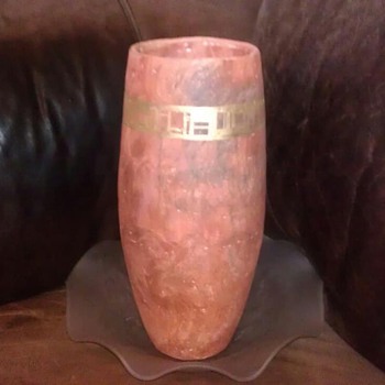 Antique Vase with frosted glass plate - Art Pottery
