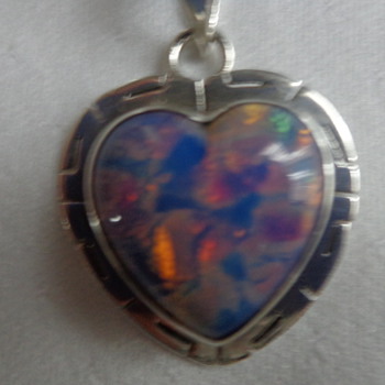 Mexican Sterling and Glass Pendant (foiled harlequin art glass) - Fine Jewelry