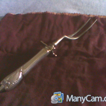 Antique sterling carving meat fork/