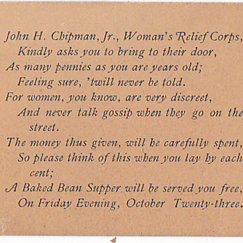 Card from Womens Relief Corp's Our towns GAR building 1900s - Photographs