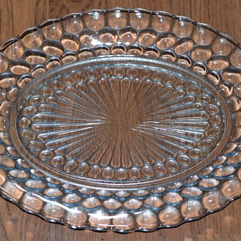 Anchor Hocking Bubble Glass, clear oval plate & dessert dish - Glassware