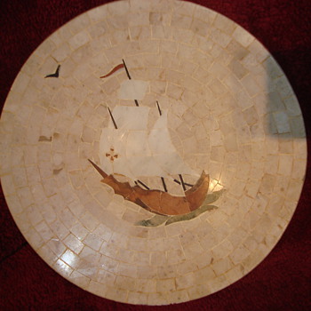 marble plate mosaic have not seen any like it! whats it worth? - Pottery