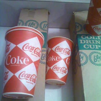 Ca 1965 paper coke cups in original boxes- about 200, Iconic coke/food backlit menu board inserts