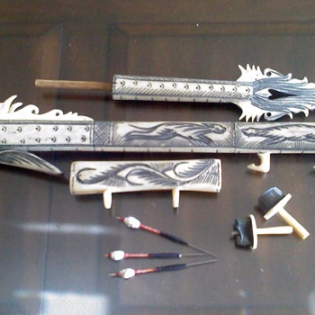 Carved bone dragon blow dart
