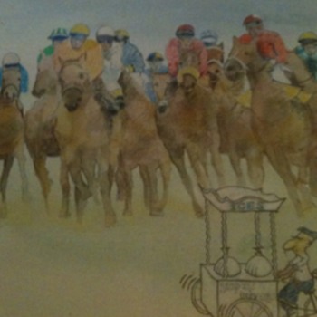Funny painting horse racing with ice cream by Derek laidlaw