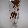 13" Elegant Glass Vase w/Acid Etched & Gold Leafed Peony flower