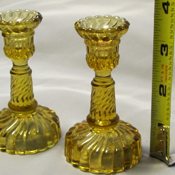 Vallerysthal & Portieux Amber Candlesticks - Art Glass