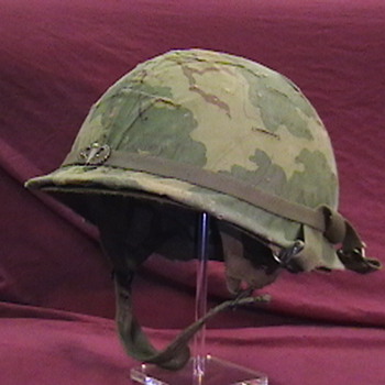 1966 U.S. Army Jump Helmet with Camouflage Cover - Military and Wartime