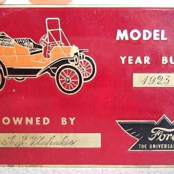 1923 model T ford model plate.