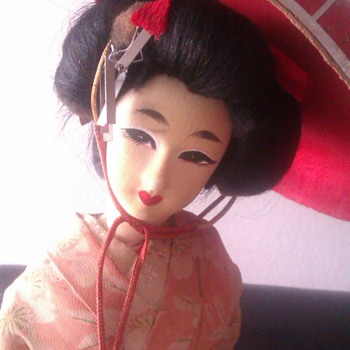 Old geisha doll silk face - Dolls