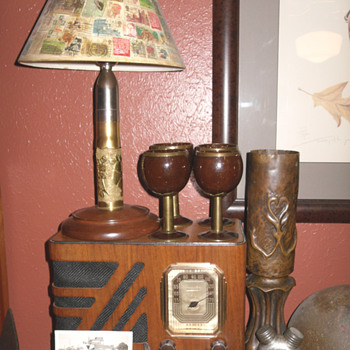 Trench Art Lamp and Glasses - Military and Wartime